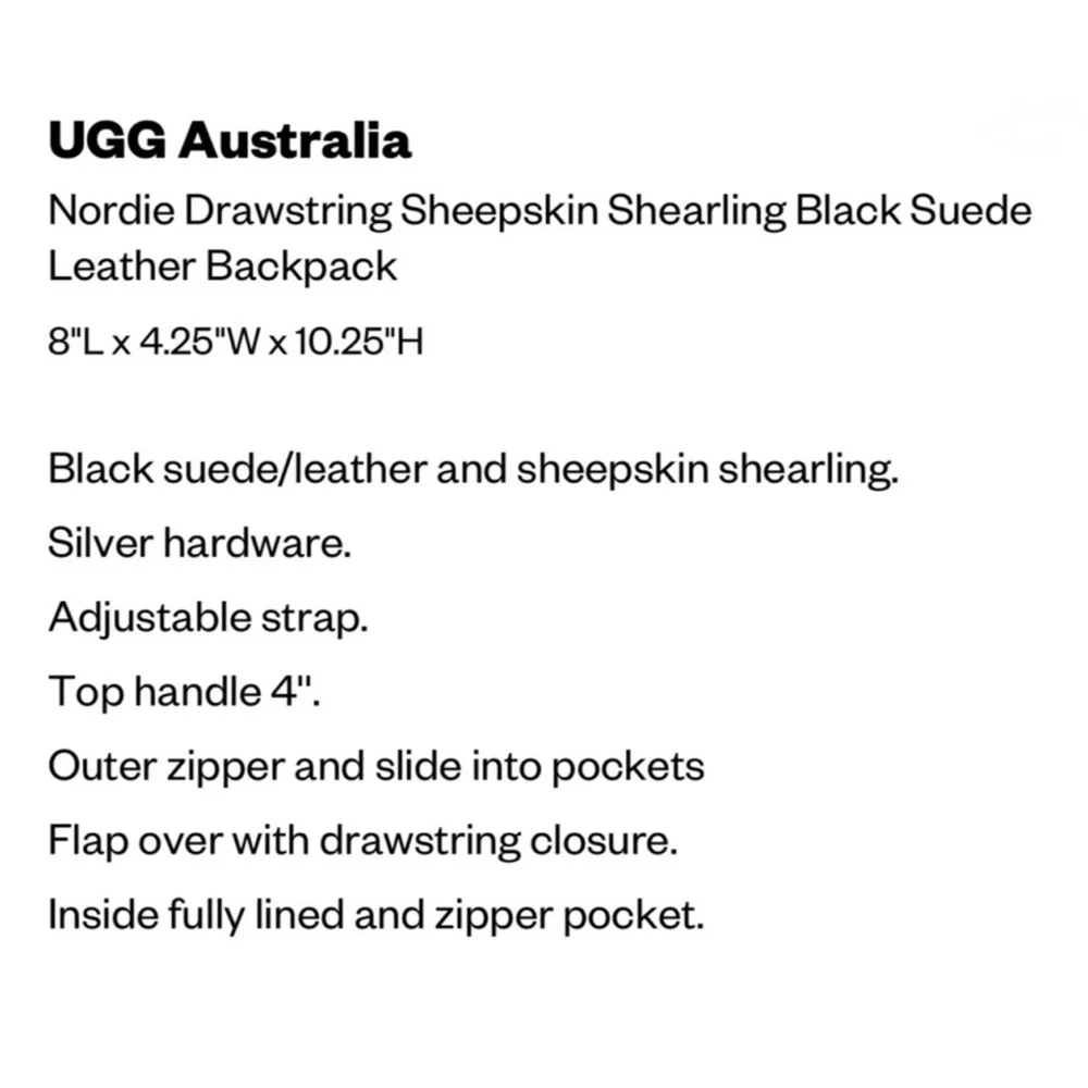 UGG Australia Nordie Shearling & Suede‎ Backpack Black Mini Bag